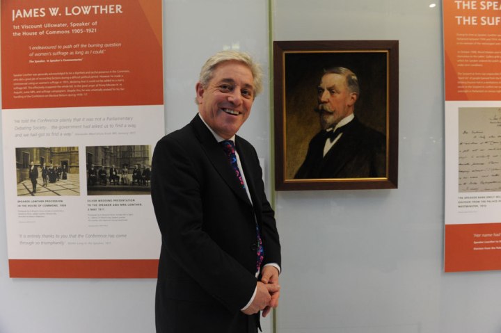 The Speaker, John Bercow, with a portrait of Speaker Lowther. © UK Parliament/Jessica Taylor