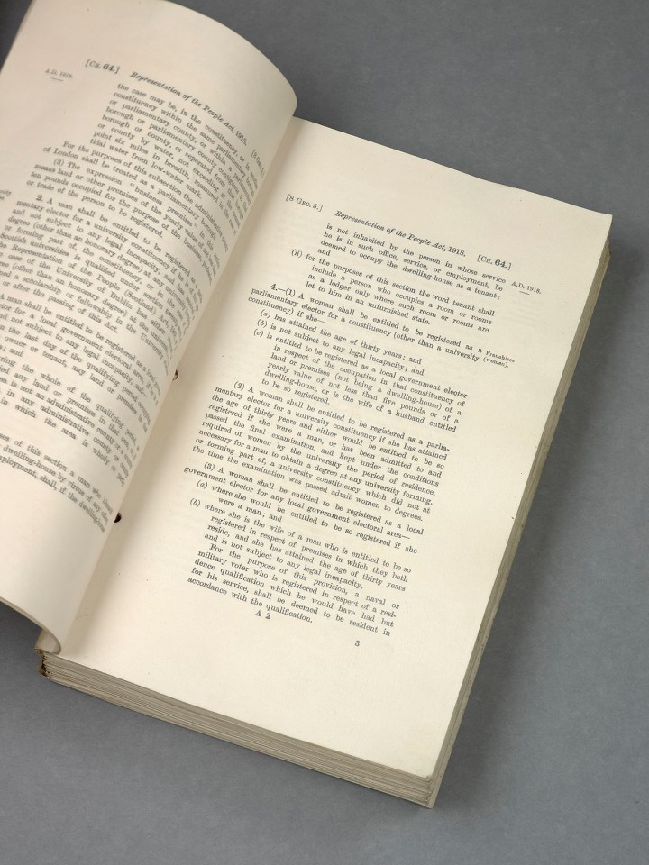 Representation of the People Act 1918 [open to show section 4 on women voting].