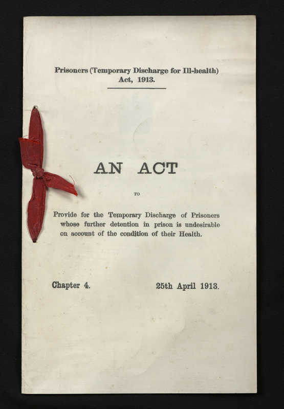 Prisoners (Temporary Discharge for Ill-Health) Act 1913. Parliamentary Archives, HL/PO/PU/1/1913/3&4G5c4
