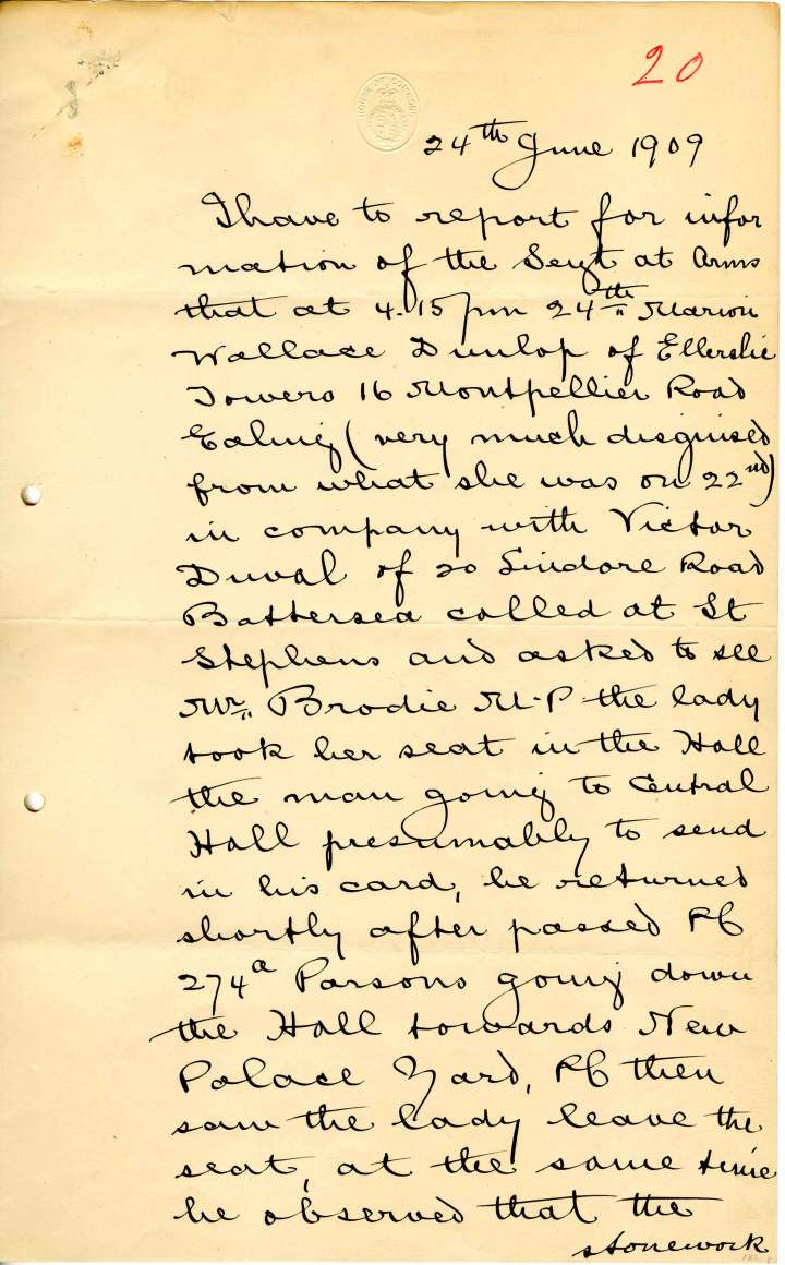 Parliamentary Archives, HC/SA/SJ/10/12/20.