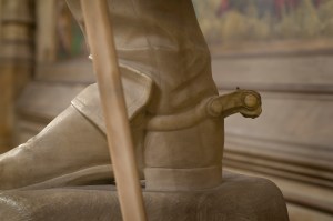 Lucius Cary, 2nd Viscount Falkland (1610-43) by John Bell. Detail showing broken spur. Parliamentary Art Collection, S35.